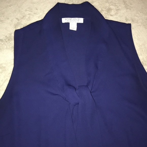 Navy Sheer sleeveless blouse - Picture 3 of 5